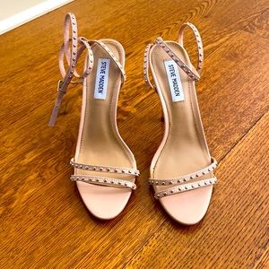 Brand new, beautiful, studded blush pink high heeled sandals. Size 7.5